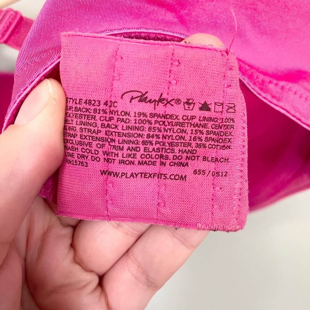 Playtex Women's Pink Stretch Intimates Padded Full Coverage Bra Size 42C - Picture 6 of 9